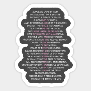 Names of Jesus Sticker